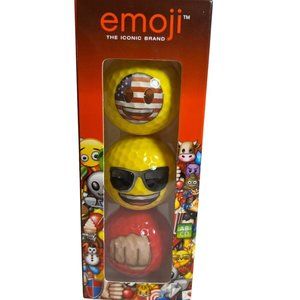 Emoji Golf Balls, Official brand, 3 Balls. Flag face, sunglasses, and knuckles.